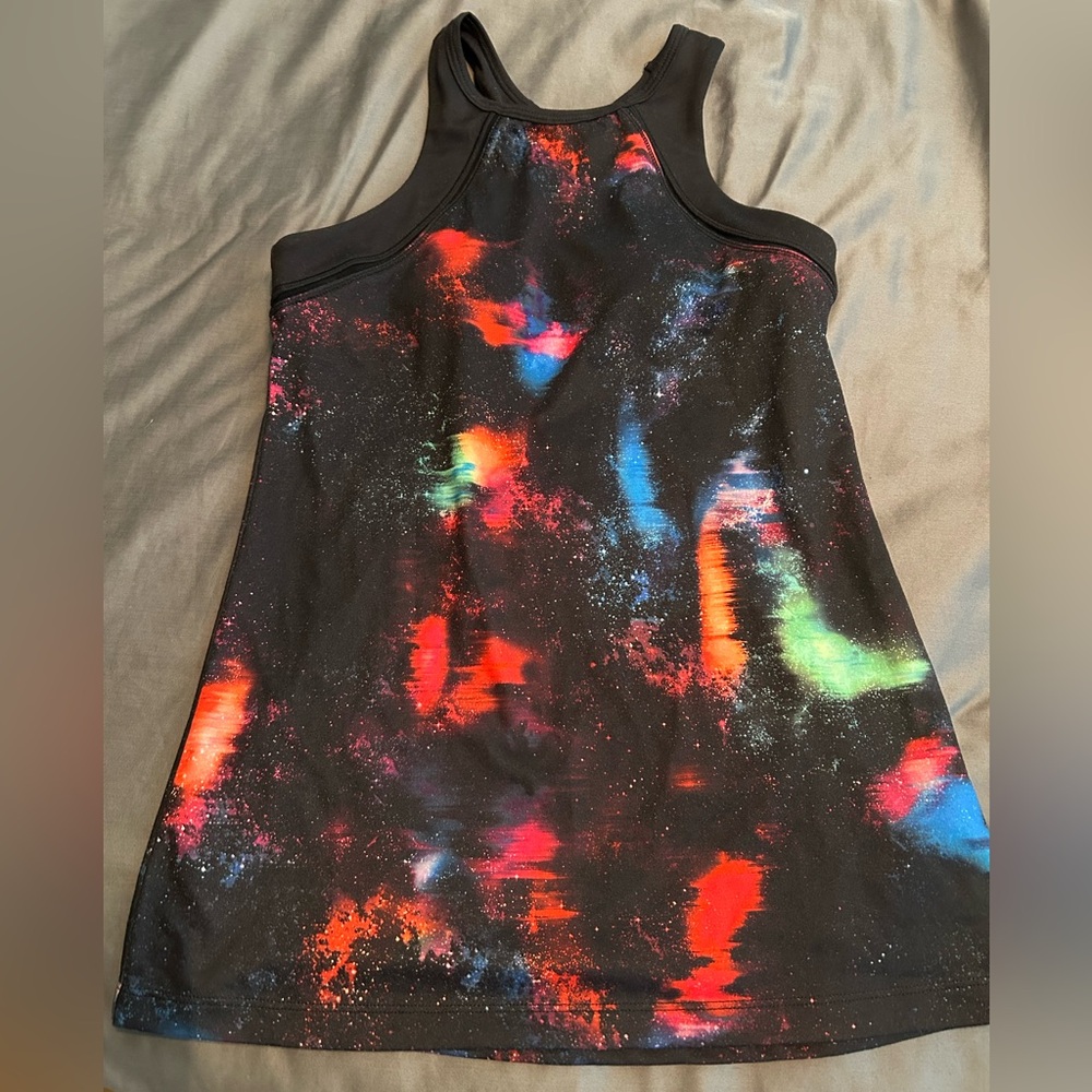 Old Navy Black Tank Top with Multicolor Print